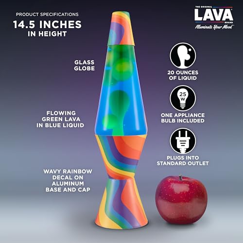 Image of Lava The Original Lamp - 14.5 inch Warped Rainbow - Classic Liquid Motion Lamp - Yellow Wax and Blue Liquid - Item #2713 (Amazon Exclusive)