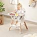 BABY JOY High Chair, 6 in 1 Convertible Wooden Highchair for Babies & Toddlers with Adjustable Legs, Double Removable Tray, Safety Harness & Waterproof PU Cushion (Beige)