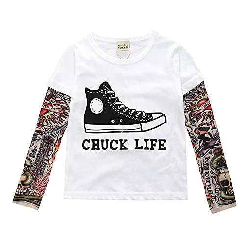 VogueFashion Kid's Tattoo Meshed Long Sleeve T-Shirt (Chuck Life, 5-6 Years)