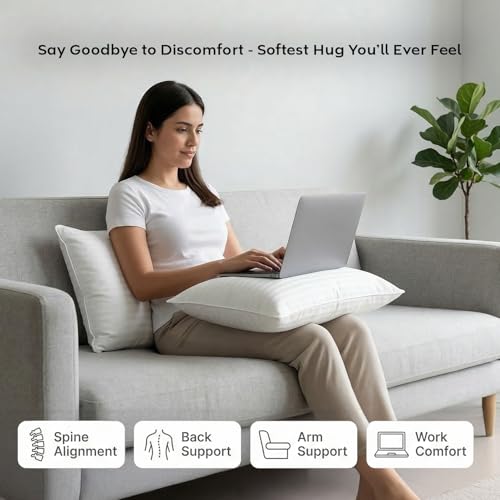 Image of AYKA Microfiber Cushion Filler Set of 4 (12x18 Inch) | Soft & Fluffy Sofa Cushions Inserts | Premium Polyester Fiber Throw Pillows for Sofa, Couch, Bed & Living Room Decor | White