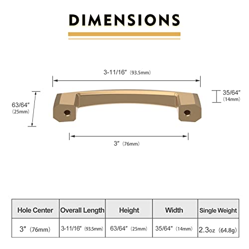 Image of 10 Pack 3 Inch Champagne Bronze Cabinet Pulls - Kitchen Cabinet Handles and Drawer Pulls