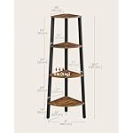 VASAGLE Corner Shelf Stand, 4-Tier Corner Bookshelf, Industrial Ladder Shelf, Plant Stand for Living Room, Office, Kitchen, Rustic Brown and Black ULLS34X - Image 3