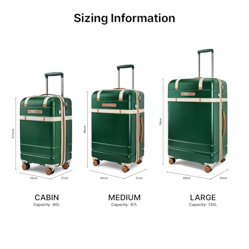 Image of uppercase Chester Large Size Trolley Bag for Travel | 360 8 Wheels Hard Luggage with TSA Lock, Anti-Theft Zippers | Hard Sided Polycarbonate Suitcase for Both Men & Women (Green)