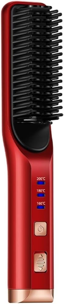 Plancha para Barba Inalámbrica, Peine para Cabello con Carga USB, Antiestática, Calentamiento Rápido (Color: Rojo, Talla: Única) miniatura 1