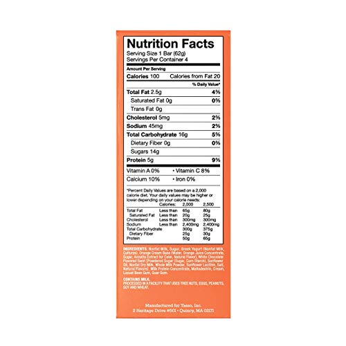 Yasso Frozen Greek Yogurt Bars Orange Cream, 4-Count Box (Case of 8)