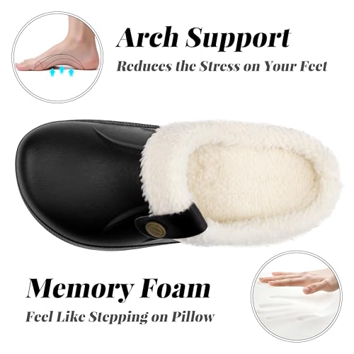 Image of ChayChax Women and Men Fur Lined Clogs Memory Foam Warm Fuzzy Slippers Winter Waterproof Indoor Outdoor Slipper