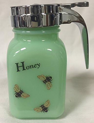 Honey Dispenser - Jadeite - American Made - Mosser Glass USA (Honey Bees)