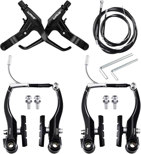 Brake Set Complete Universal V-brake Bicycle Brake Front & Rear Mtb Brakes, Inner Outer Brake Ropes & Brake Lever Kit For Most Mountain Bike, Road Bike, Mtb, Bmx (black, V-brake Sets)