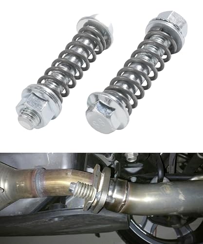 SCUARI 2PCS Exhaust Manifold Bolts Exhaust Bolts Car Accessories Exhaust Flange Bolts M10x1.5 MM Exhaust Bolts and Nuts Kit Exhaust Manifold Bolts with Springs Fits Most Cars (Silver)