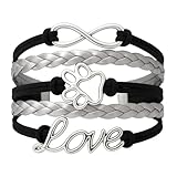 Paw Bracelet For Women, Paws Love Infinity Bracelet, Gift for Dog & Cat Lovers and Owners