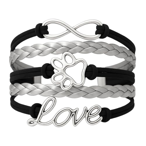 Paw Bracelet For Women, Paws Love Infinity Bracelet, Gift for Dog & Cat Lovers and Owners