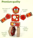 Coogam Take-Apart Robot Blocks Playset, Wooden Snap-Together STEM Building Toy, Fine Motor Construction Builder, Color Shape Educational Learning Toy Gift for Boys Girls 3 4 5 Year Old
