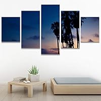 SIGNWIN 5 Panel Canvas Wall Art Palm Tree for Home Decorations Ready to Hang - 60