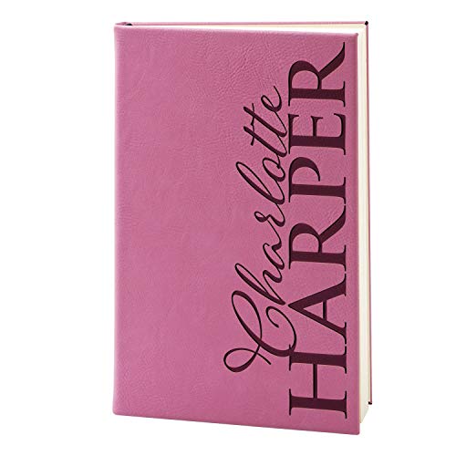 Personalized Leather Journal, Lined Pages - Pink - Notebook for