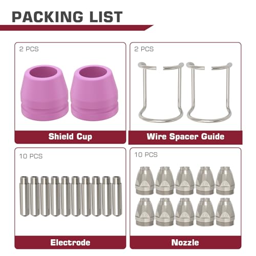 ARCCAPTAIN AG-60 Plasma Cutter Torch Consumables, 24Pcs .040\'\' SG-55 AG-60 Plasma Cutter Torch Accessories for ARCCAPTAIN CUT55 PRO, CUT55 PROLUX, CUT 55PILOTARC,CUT 55PIL0T, CUT 60HF, CUT 60HF PRO
