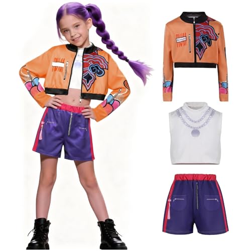 LYNBLY Disfraz De Cazador De Demonios Para Niñas, 3 Piezas