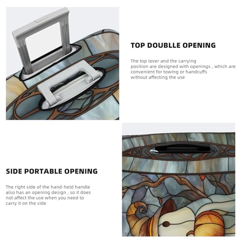 Witch Hat Ghost Pumpkin Stained Glass Elastic Travel Luggage Covers Dustproof Scratch-Resistant Suitcase Protector Fit 22-24 Inch3