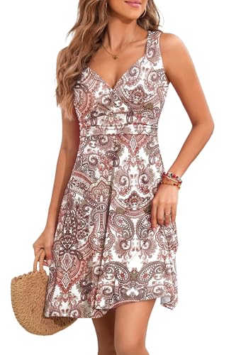 Image of Womens Wrap V Neck Sleeveless Sundress Summer Flare Tank Dress