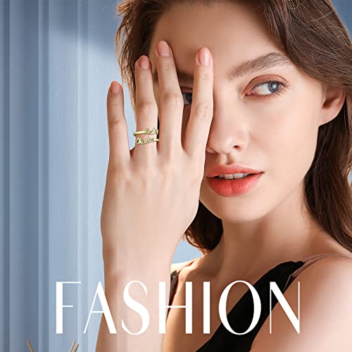 Personalized Name Ring for Women Stainless Steel Engagement Jewelry Adjustable Rings Custom Double Name Ring for Girls2