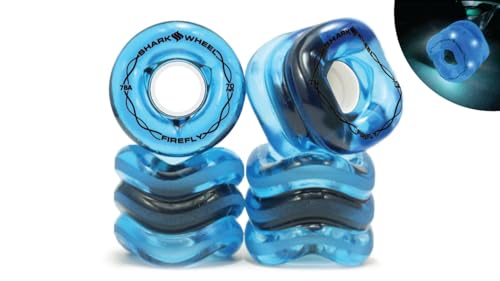 Shark Wheel 70mm 78a ロングボードクルージングホイール DNAフォーミュラ 4個セット (透明ブルーとブルーライト、70mm)（Amazon）