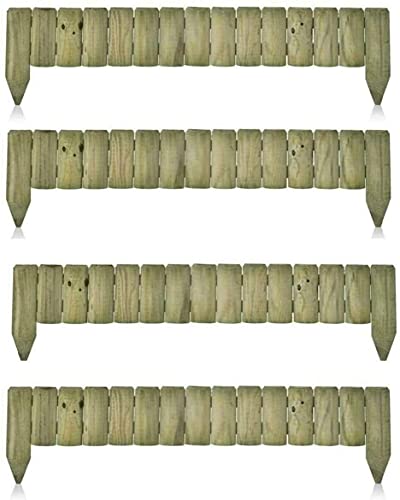 Matchless Unique (Pack of 4) 1M Log Wooden Fixed Picket Log Border Fence Garden Outdoor Lawn Edging...