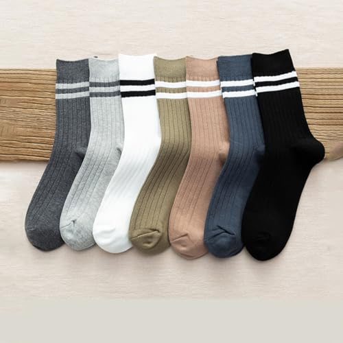 Crew Socks for Men Striped Breathable Casual Running Socks 5/10 Pairs