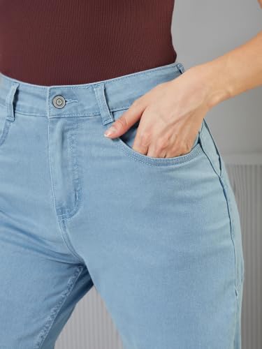 Image of Miss Chase Women's Relaxed Mid Rise Regular Non Stretchable Denim Shorts