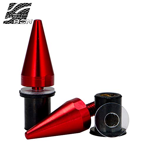 AeroBon 10 Pieces Aluminum Spike Motorcycle Windscreen Bolts/Windshield Screws (Red)