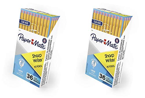 Paper Mate SharpWriter Mechanical Pencils, 0.7mm, HB #2, 36 Count, Yellow - 2 Pack