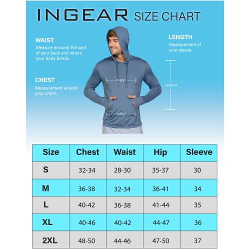 Ingear Men's Performance Upf 50+ Uv/Sun Protection Hoodie T-Shirt Long Sleeve With Pockets Spf Shirt Runing Hiking Shirt (Sky Blue, Small) #TOP3