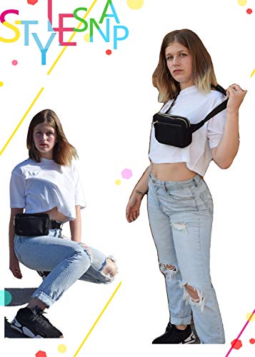 UTO Heuptasje dames Heuptassen vrouwen Nylon waterbestendig Fashion Lichtgewicht 3 zakken met ritssluiting Zwart - Image 3