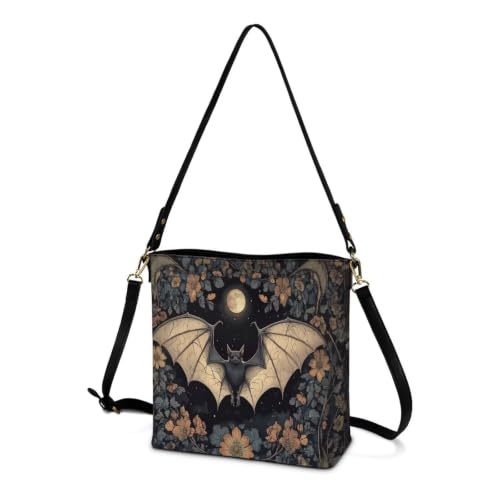 Image of HUGS IDEA Boho Bags for Women Leather Handbag Shoulder Bucket Crossbody Purse