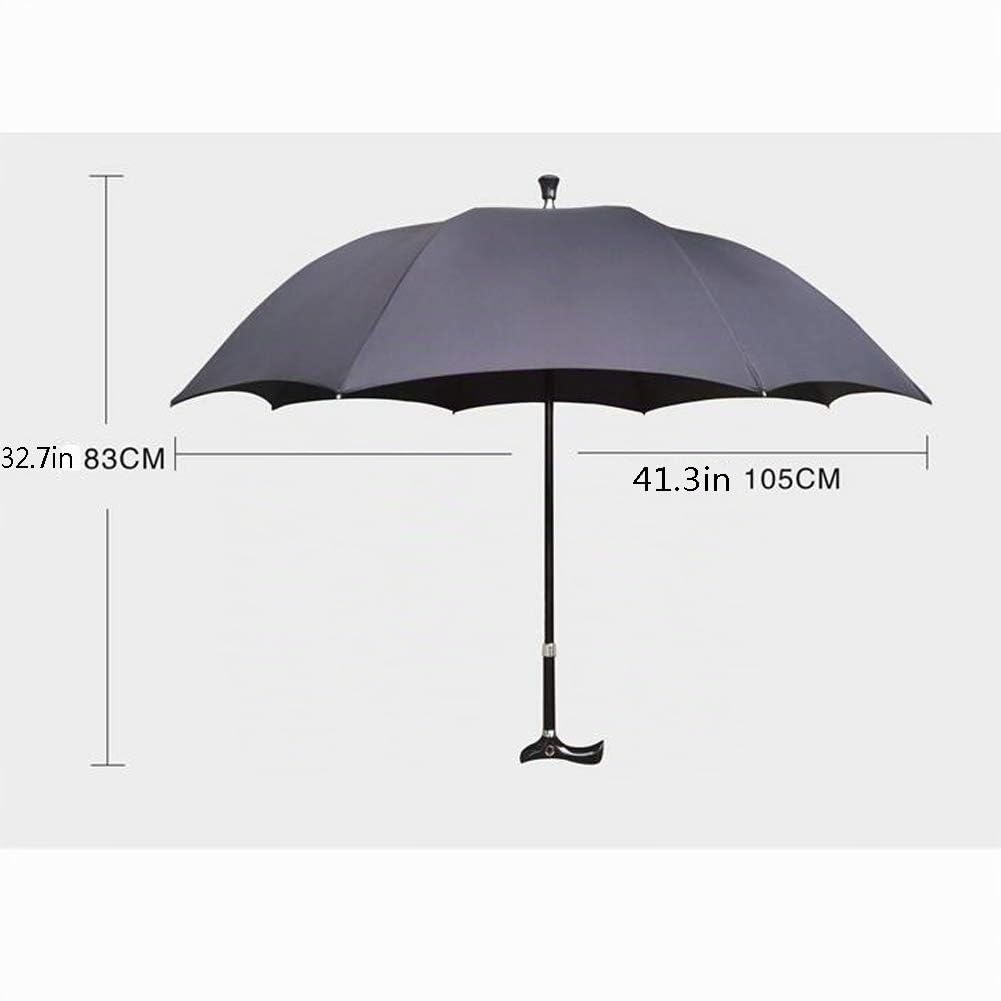 Automatik Regenschirm Gehstock, Classic Canes Regenschirm von 105cm Durchmesser Höhenverstellbar Spazierstock für Senioren,Schwarz