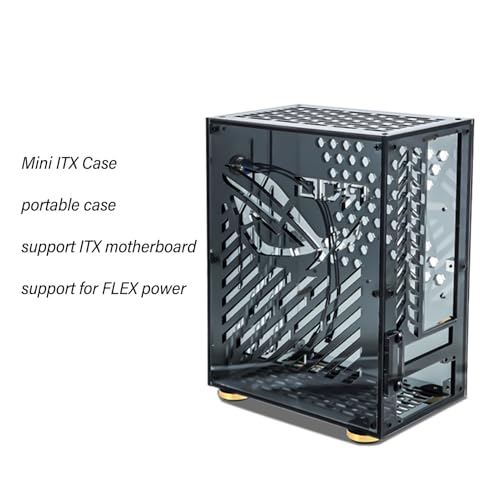Gabinete Mini ITX con panel lateral transparente, capacidad de 4,3 L, refrigeración de 360°, carcasa pequeña de acrílico para placa base Mini ITX (negro), Denash7ftagrnigs-12 miniatura 5