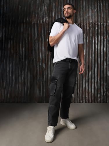 Image of High Star Men Cotton Washed Straight Fit Mid-Rise Regular Jeans