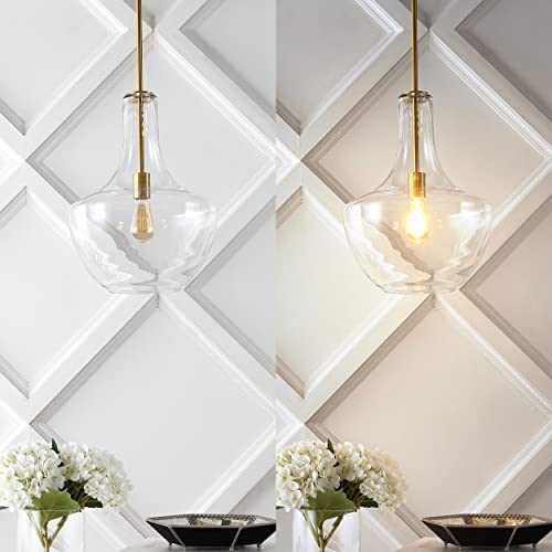 JONATHAN Y JYL6401C Watts 13.25" 1-Light Mid-Century Modern Iron/Glass LED Pendant Contemporary, Coastal, Vintage Bedroom Living Room, Brass Gold/Clear - Image 5