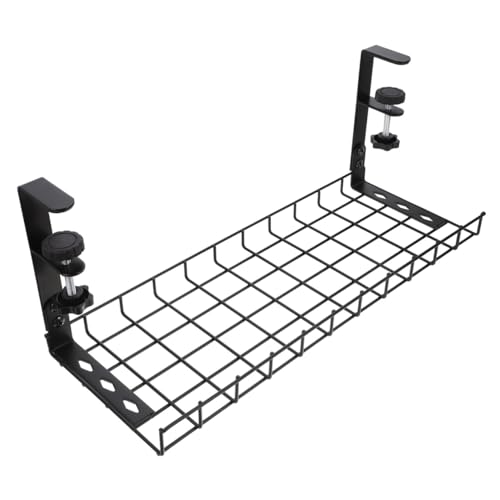 Organizador de cables para debajo del escritorio - Soporte para cables sin taladro, bandeja para gestión de cables, negro, 500 mm miniatura 1