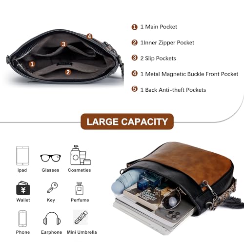 Image of 2PCS /Set Crossbody Bags for Women,Vegan Leather Hobo Purse Wallet For Women Set,Shoulder Bags With 2 Adjustable Strap
