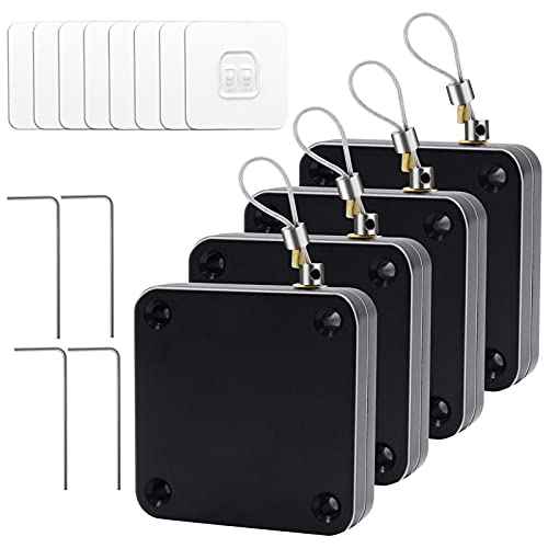 Punch Free Auto Sensor Door Closer,Quick Easy Door Closer Multifunctional Automatic Sliding Door Closer With Steel Drawstring For Residential Commercial Doors,Back Door, Bathroom Door (4P, Black) #TOP21