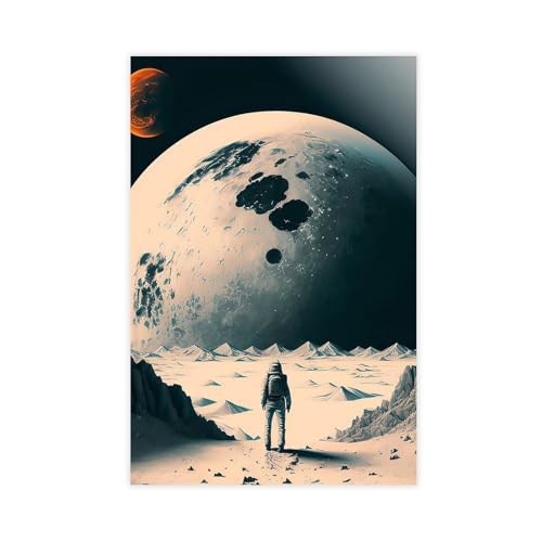 Toile Astronaute Rétro Premium : Impression Vintage Galaxie sur Toile de Qualité 40x61cm