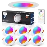 VARICART Smart LED Downlights for Ceiling Alexa, 7W Bluetooth RGB Colour Changing Spot Lights 2700K-6000K, Dimmable Recessed Ceiling Lights, APP Control for Living Room Bedroom Kitchen, 6 Pcs