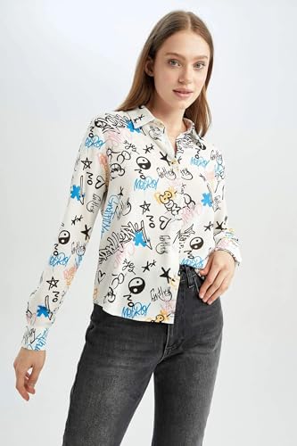 Image of Women's Floral Print Sheer Button-Down Shirt | Lightweight Long Sleeve Collared Shirts | Casual Elegant Shirt for Summer & Spring