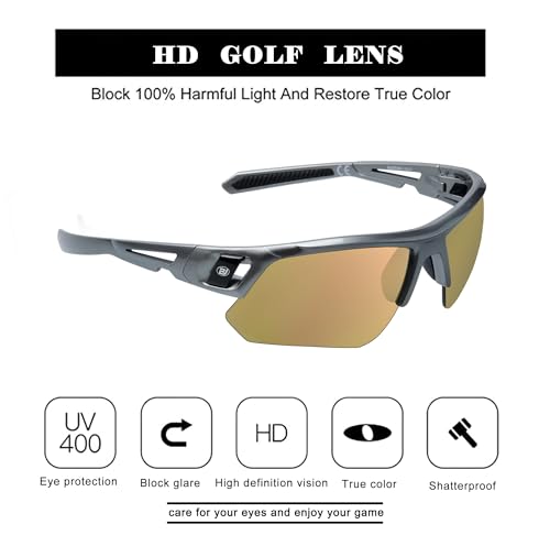 BLAITEJUS Rose Gold Lens Golf Glasses