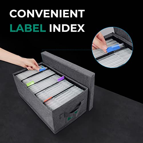 T WaveTree DVD Storage Box Pack of 3, Practical DVD Case Holder Organizer 15.75 x 8.46 x 6.3 Inch, Disc Holders with Lid for Movie & Video Game Storage, DVD Rack to Hold up to 75 DVD Cases - Gray by T WaveTree - Image 3