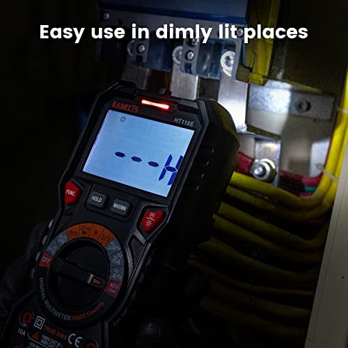 Digital Multimeter mit LED-Buchsen, KAIWEETS HT118E Strommessgerät, True RMS Auto-Range 20000...