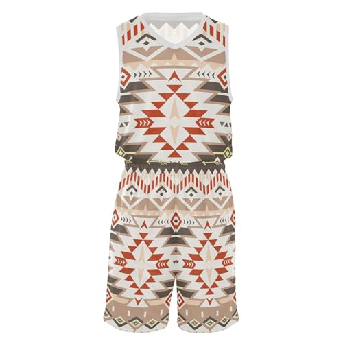 Tribal Pattern Red Brown Boys Summer Outfits Breathable Boys Bottoms Pants XS-XXL