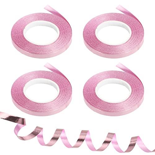 PATIKIL 4pcs Curling Ribbon Crimped Balloon String Shiny Metallic 5mm 10m Iridescent for Party Decoration Gift Wrapping Crafts Rose Gold