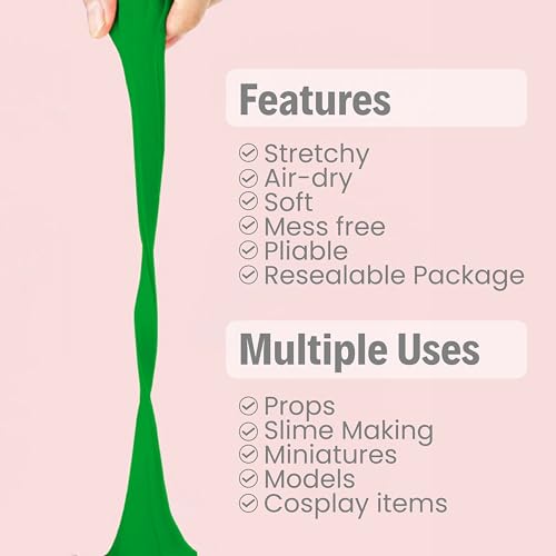 Image of BOHS Green Modeling Foam Clay Lite - 500 Grams, Soft, No Stains, No Cracks - Air Dry Clay for Flower Mirror,Cosplay, Figurine, Slime - 1.1 Lbs. (Pack of 3)
