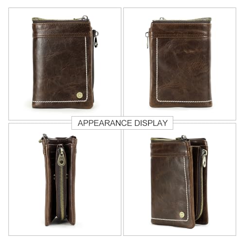 Image of Sam's Design Trifold Wallet for Men, Top Layer Genuine Leather RFID Anti-Theft, Card Fraud Prevention for Men's Wallet with Airtag Tracker Card and Cash Holder for Outdoors, Professionals