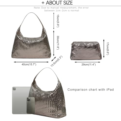 Image of JINMANXUE Woven Tote Bag for Women, Woven Bags with Small Purse,Large Braided Top Handle Hobo Satchel Handbag